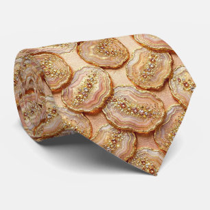Luxury Faux Silk Rose Gold Geode Neck Tie