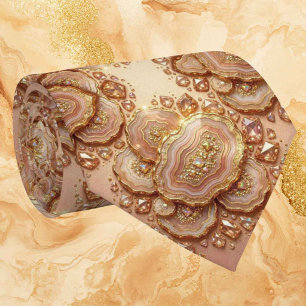 Luxury Faux Silk Rose Gold Geode Neck Tie