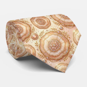 Luxury Faux Silk   Rose Gold Geode Neck Tie