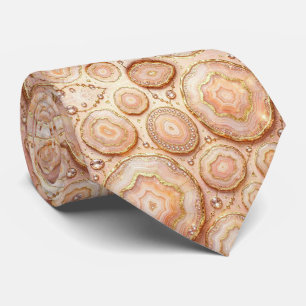 Luxury Faux Silk   Rose Gold Geode Neck Tie