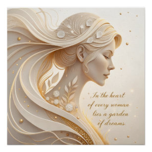Luxury Feminine Portrait with Inspirational Quote Poster