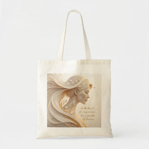 Luxury Feminine Portrait with Inspirational Quote Tote Bag