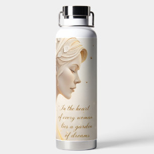 Luxury Feminine Portrait with Inspirational Quote Water Bottle