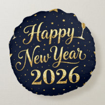 Luxury Festive Home Decor Round Pillow-New Year