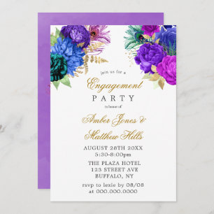 Luxury Fiesta Peacock Glitter Engagement Party Invitation