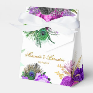 Luxury Fiesta Peacock Gold Wedding Favour Box