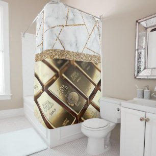 Luxury Fine Gold Interior Marble Glitter Shower Cu Curtain
