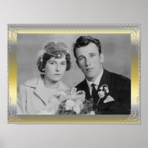 Luxury fine gold silver border frame custom photo poster
