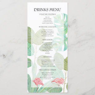 Luxury Flamingo,Tropical foliage wedding drinks Menu