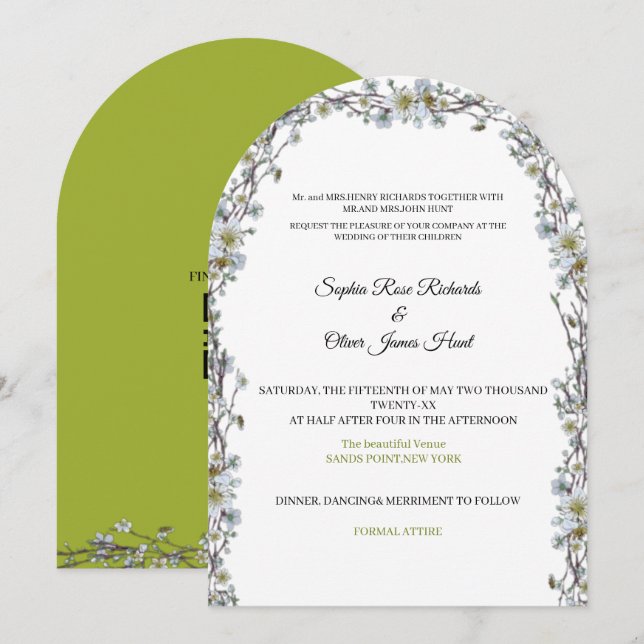 Luxury Floral Arch Wedding Invitation (Front/Back)