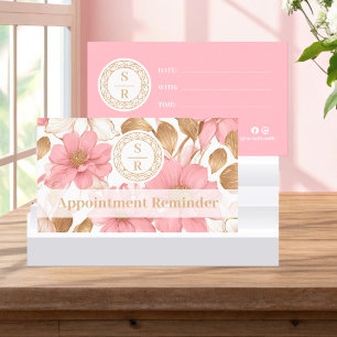 Luxury Floral Botanical Monogram Crest Logo Brand Appointment Card