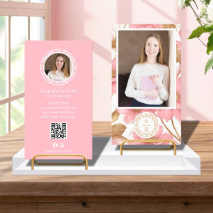 Luxury Floral Botanical Monogram Crest Logo Brand Business Card