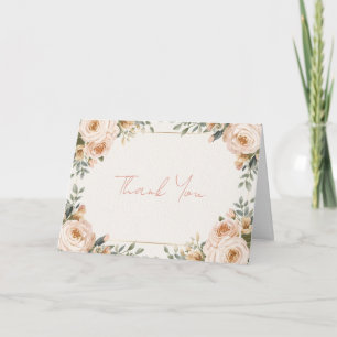 Luxury Floral Bridal Shower Thank You Card   Blush