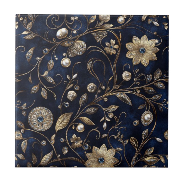 Luxury Floral  Ceramic Tile (Front)