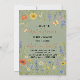 Luxury Floral First Birthday Invitation
