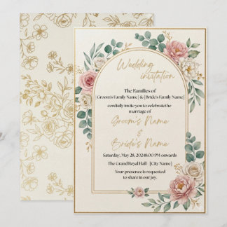 Luxury Floral Frame Wedding Invitation