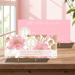 Luxury Floral Monogram Logo Brand Gift Certificate