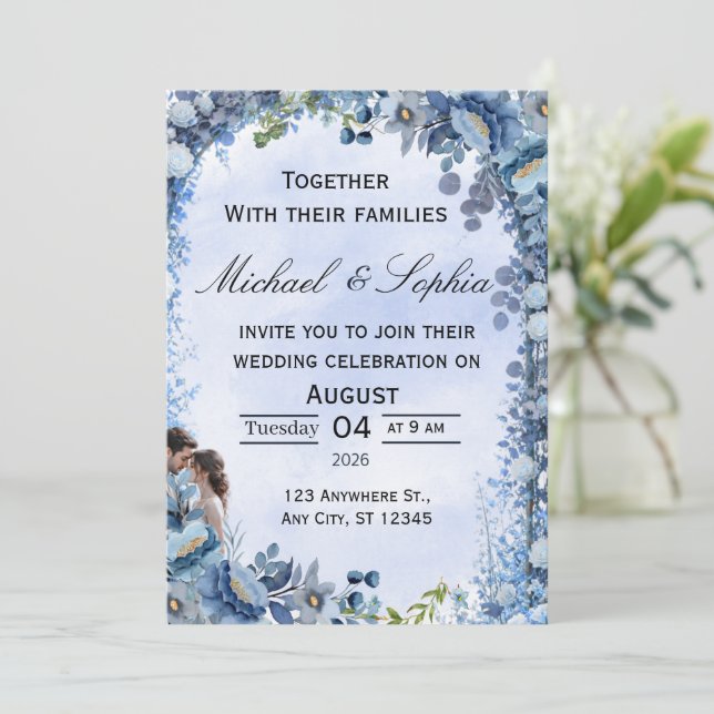 Luxury Floral Wedding Invitation (Standing Front)
