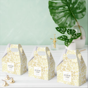 Luxury Flourish Chic Winter White And Gold Wedding Favour Box