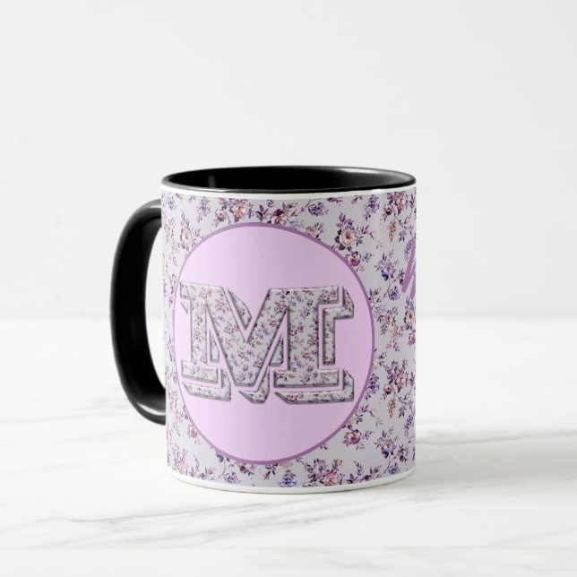 Luxury Flowers Monogram M Mug (Front Left)