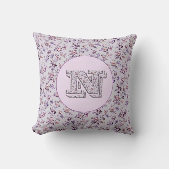 Luxury Flowers Monogram N Cushion (Front)