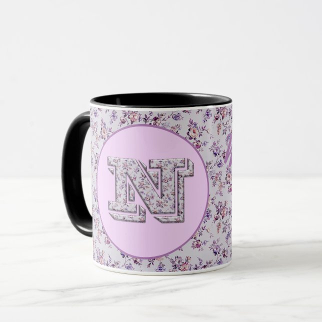 Luxury Flowers Monogram N Mug (Front Left)