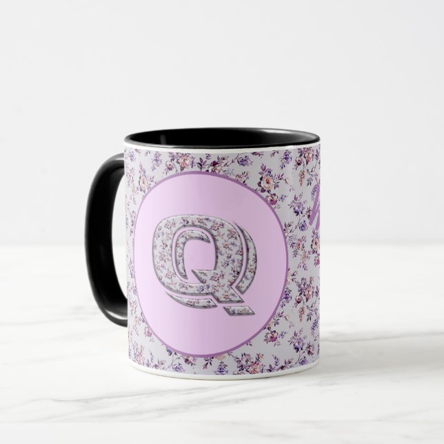 Luxury Flowers Monogram Q Mug (Front Left)