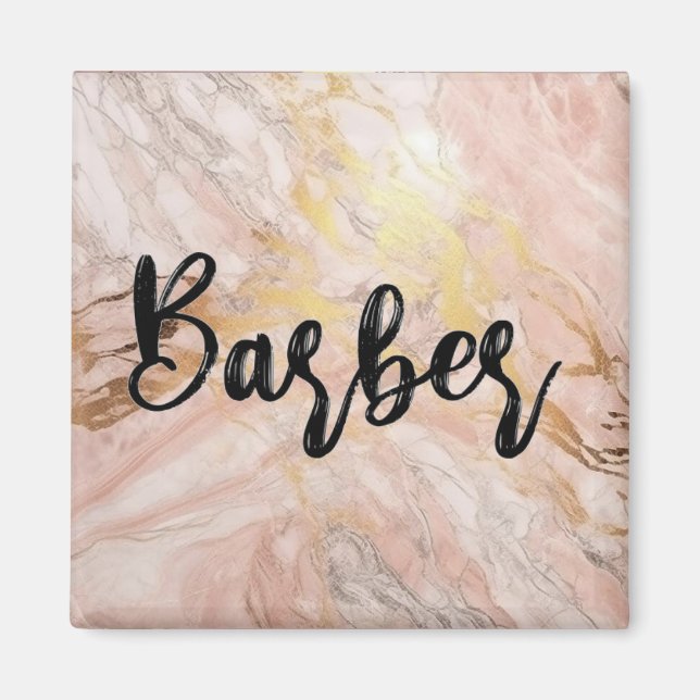 Luxury Fluid Art: Marble-Ink Fusion Barber Magnet (Front)