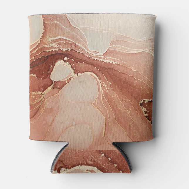 Luxury Fluid Art: Marble-Ink Fusion Can Cooler (Front)