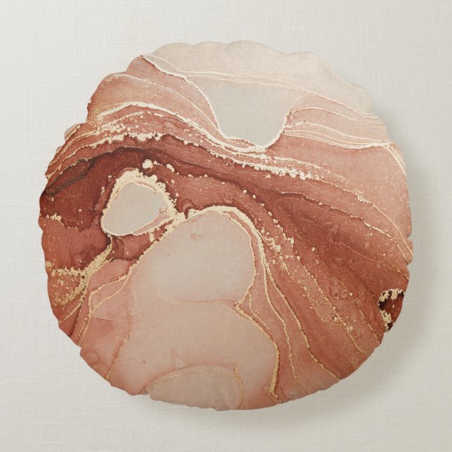 Luxury Fluid Art: Marble-Ink Fusion Round Cushion (Front)