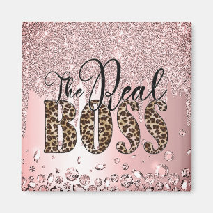 Luxury Fluid Art Marble The Real Boss Girl Magnet