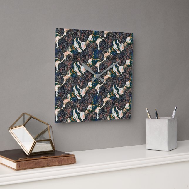 Luxury Fluid Marble Pattern Design 2 Square Wall Clock (Office)
