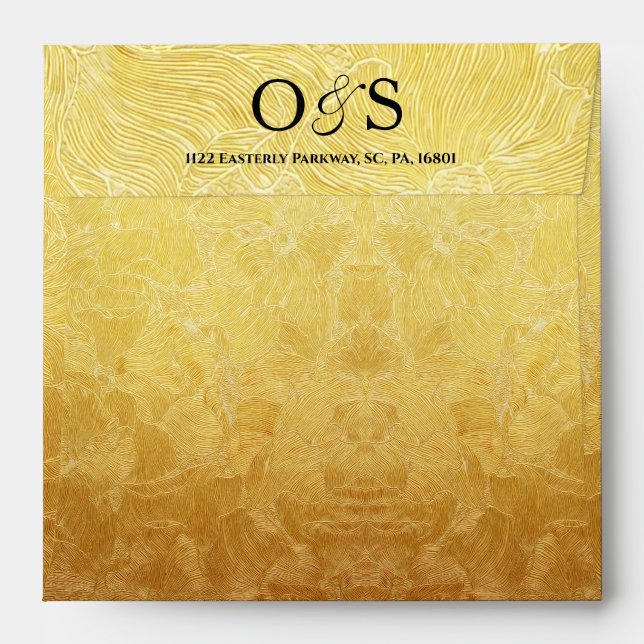 Luxury Foil Black & Gold Wedding Envelope (Back (Top Flap))