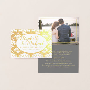 Luxury FOIL PHOTO Folded Elegant DAMASK WEDDING Card