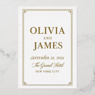 Luxury Foil Wedding Invitation – Black Marble 5x7