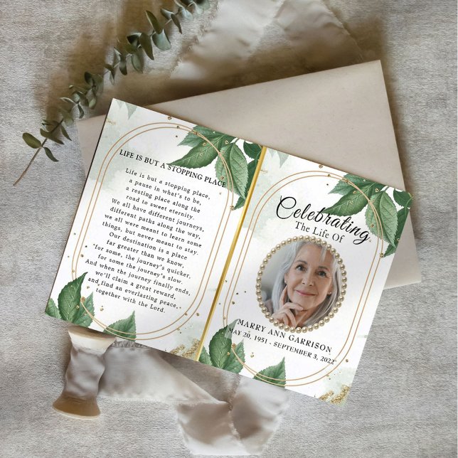 Luxury Foliage Gold Celebration of Life Program (Creator Uploaded)