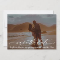 Luxury Font Romantic Beach Photo Save the Date