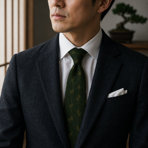 Luxury Forest Green Bamboo Elegant Botanical Tie