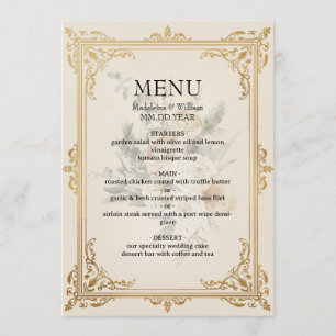 Luxury Formal Elegant Gold Wedding Menu