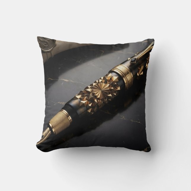 Luxury Fountain Pen Art Throw Pillow (Front)