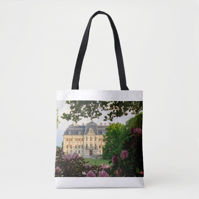 Luxury French Chateau Floral Pattern Tote Bag (Front)