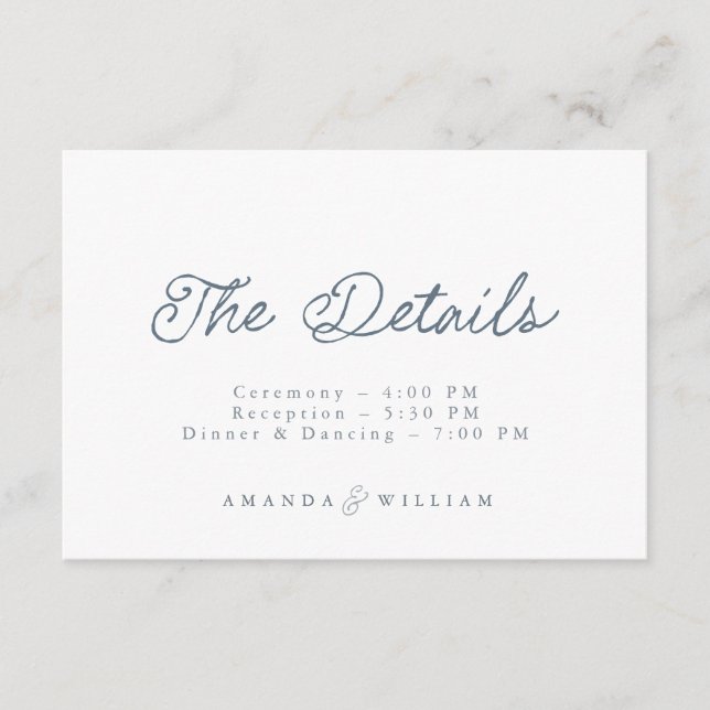 Luxury French Wedding Details Card  (Front)