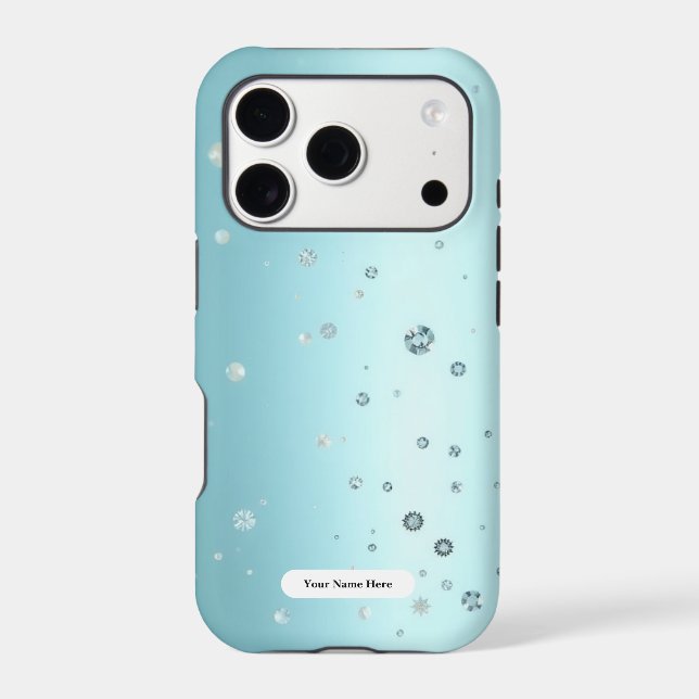 Luxury Frosty Green Azure Bronze Dew Dots  (Back)