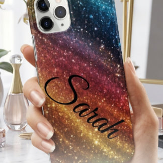 Luxury Galaxy Glitter Sparkle Personalised Name Ph iPhone 11Pro Max Case