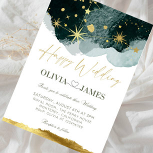 Luxury Galaxy Wedding - Celestial Starry Night  Invitation