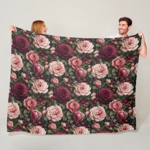 Luxury Garden Rose Floral Art Fleece Blanket
