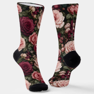 Luxury Garden Rose Floral Art Socks