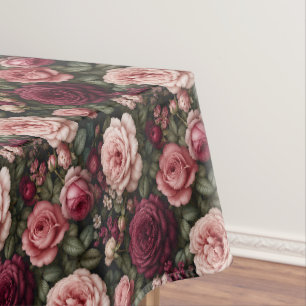 Luxury Garden Rose Floral Art Tablecloth
