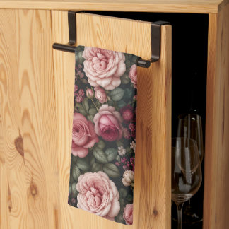 Luxury Garden Rose Floral Art Tea Towel