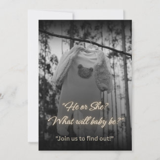 Luxury Gender Reveal Invitation, Black and White B Invitation